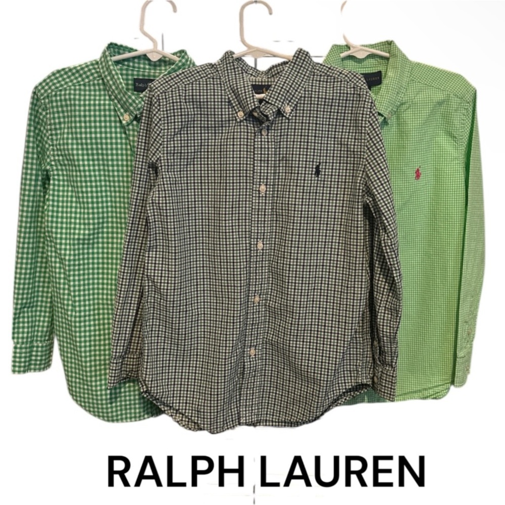 Lot 3 authentic Ralph Lauren designer button down signature boys dress shirts 7